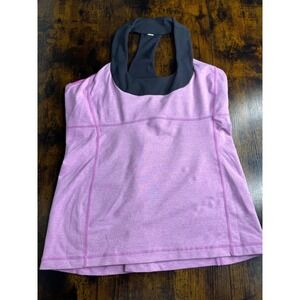 Lululemon Pink Heathered Racerback Tank Top with Built-in Shelf Bra Size 12